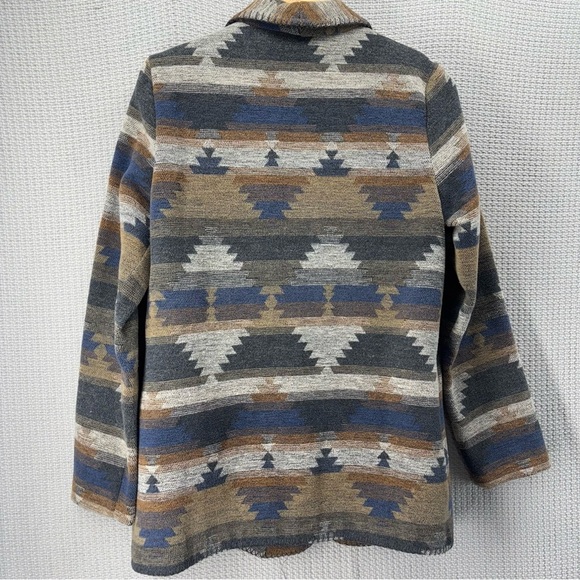 Vtg David Benjamin Southwestern Woven Jacket Coat Women Sz 8 Two Button Tribal - Picture 7 of 9